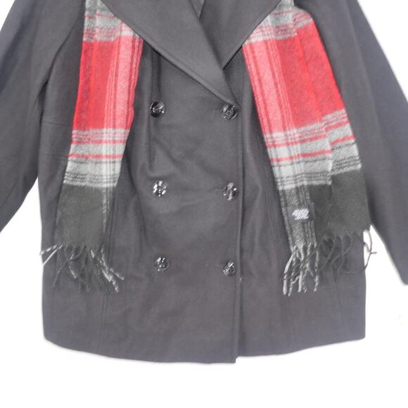 NEW London Fog Women's 2X Gray Wool Blend Pea Coat Women's 1X With Scarf - Picture 4 of 12